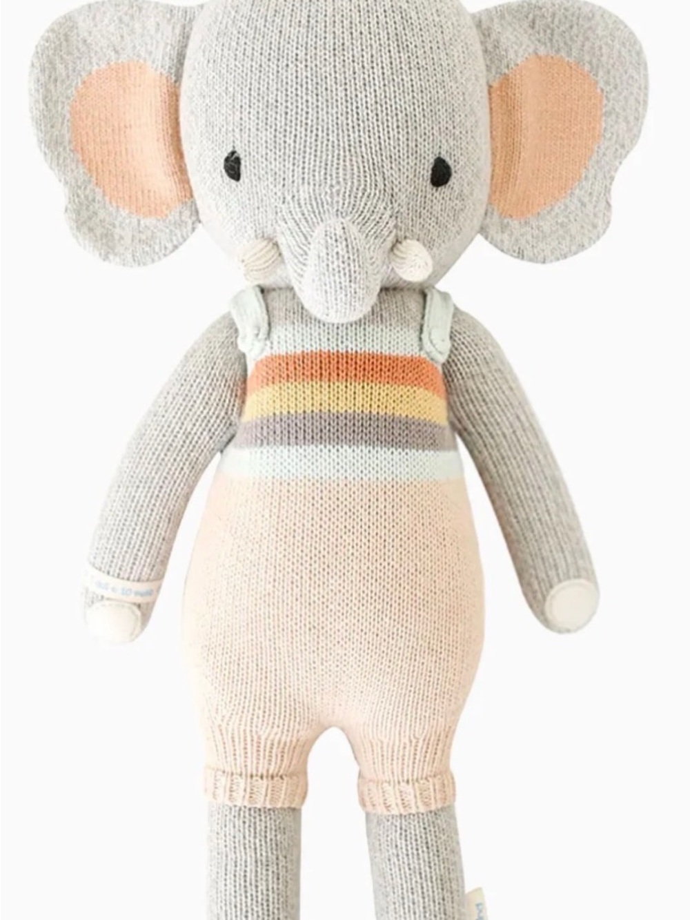 Evan the Elephant Knit Plush Toy in Gray